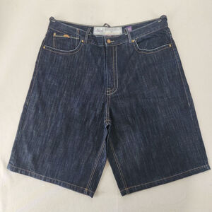 Akoo Men's Dark Wash Shorts Sz. 40 Embroidered Back Pockets Y2k 90s Baggy